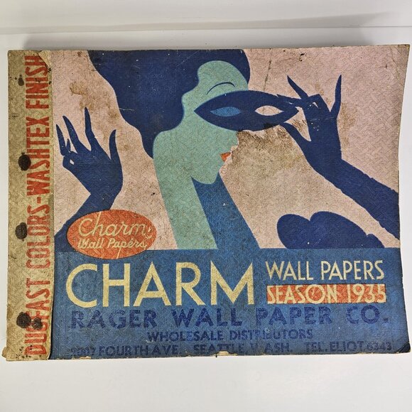 1935 Charm Wall Paper Sample Book Wallpaper Salesman Oversized Large Seattle USA - Picture 1 of 16